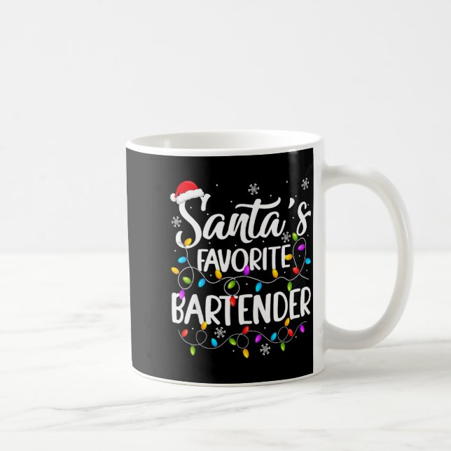 Santa Favorite Bartender Christmas Lights Funny Xm Kaffemugg (Höger)