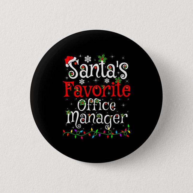 Santa Favorite Office Manager Christmas Family Fun Knapp (Framsida)