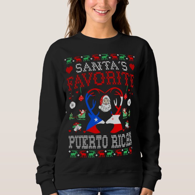 Santa Favorite Puerto Rican jul Gift Ugly Sw T Shirt (Framsida)