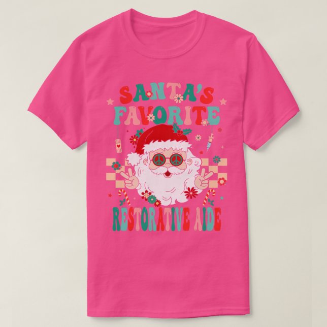 Santa Favorite Restorative Aide Retro Nurse Kristu T Shirt (Design framsida)