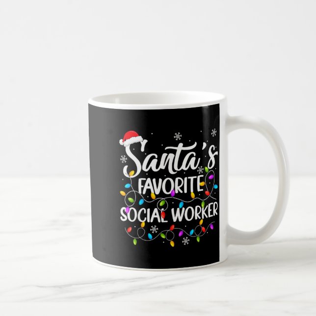 Santa Favorite Social Worker Christmas Lights Fami Kaffemugg (Höger)