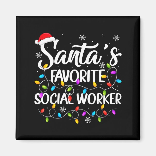 Santa Favorite Social Worker Christmas Lights Fami Magnet (Framsidan)
