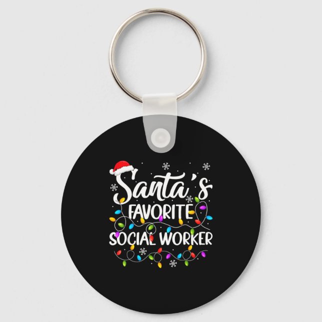 Santa Favorite Social Worker Christmas Lights Fami Nyckelring (Framsida)