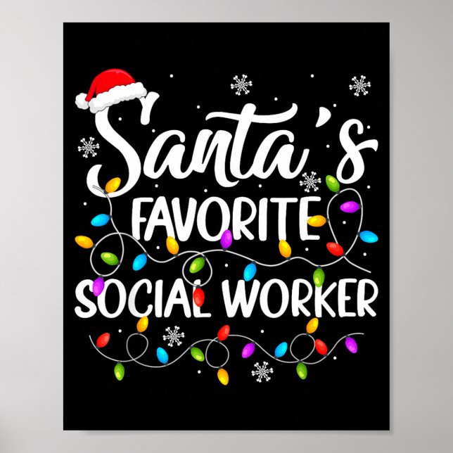 Santa Favorite Social Worker Christmas Lights Fami Poster (Framsidan)