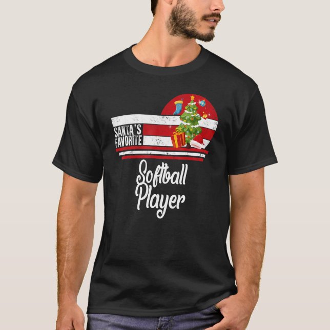 Santa Favorite Softball Player jul Ugly Swea T Shirt (Framsida)