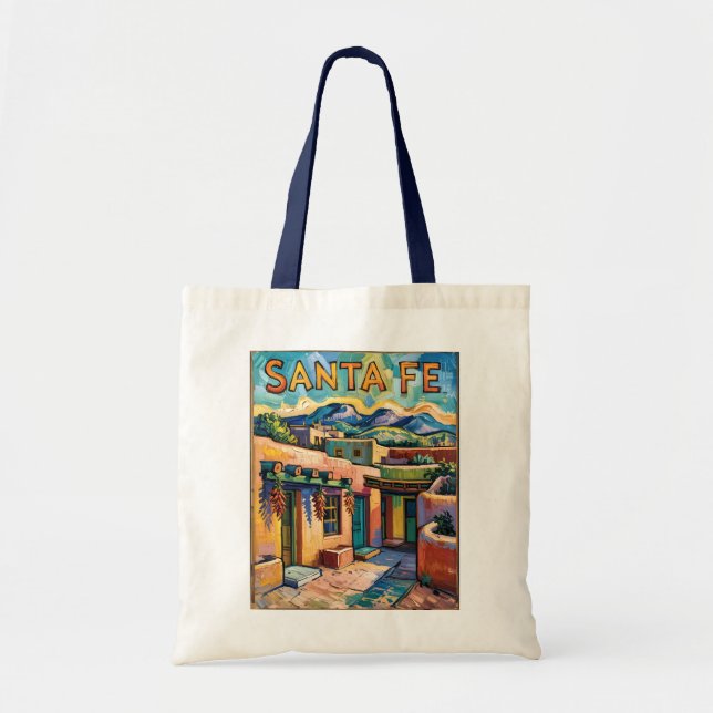 Santa Fe Adobe-hus i Van Goghs stjärnklara natt-st Tygkasse (Framsidan)