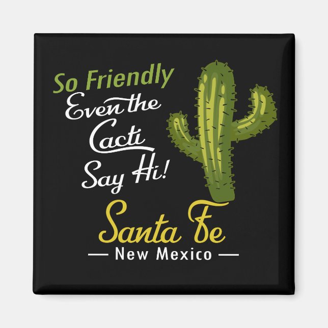 Santa Fe Cactus Funny Retro Magnet (Framsidan)