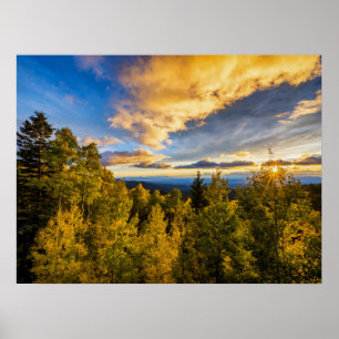 Santa Fe National Forest vid solnedgång på hösten Poster