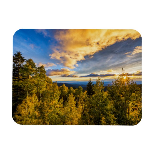Santa Fe National Forest vid Sunset på hösten Magnet (Horisontell)