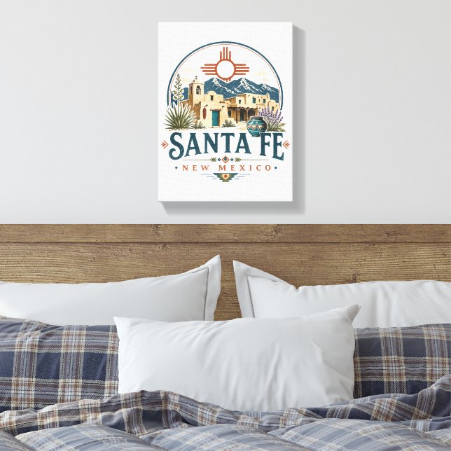 Santa Fe New Mexico Adobe-arkitektur Sydväst Canvastryck (Insitu (sovrum))