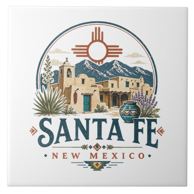 Santa Fe New Mexico Adobe-arkitektur Sydväst Kakelplatta (Framsidan)