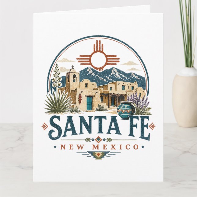 Santa Fe New Mexico Adobe-arkitektur Sydväst Kort (Framsida)