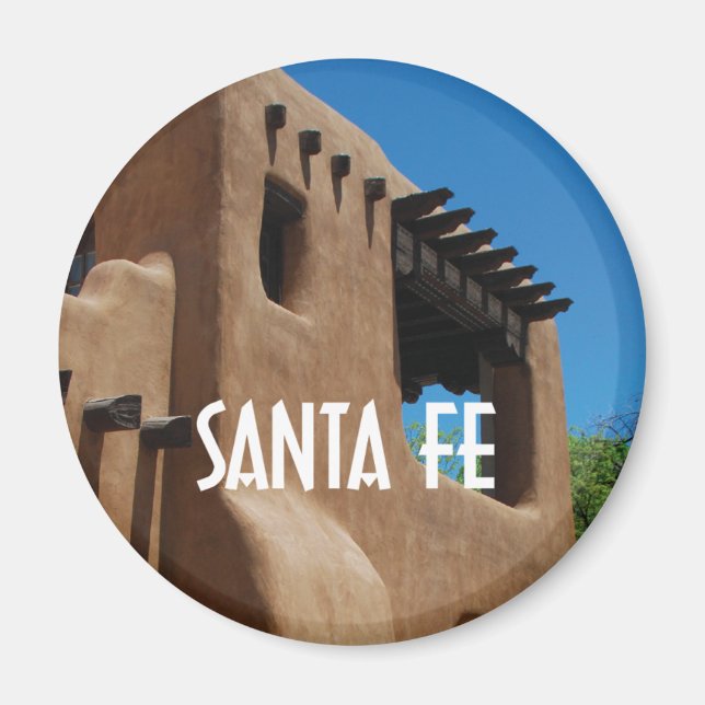 Santa Fe New mexico Adobe Byggnad Photo Magnet (Framsidan)