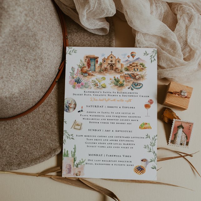 Santa Fe New Mexico Bachelorette Weekend Itinerary Inbjudningar (Skapare uppladdad)