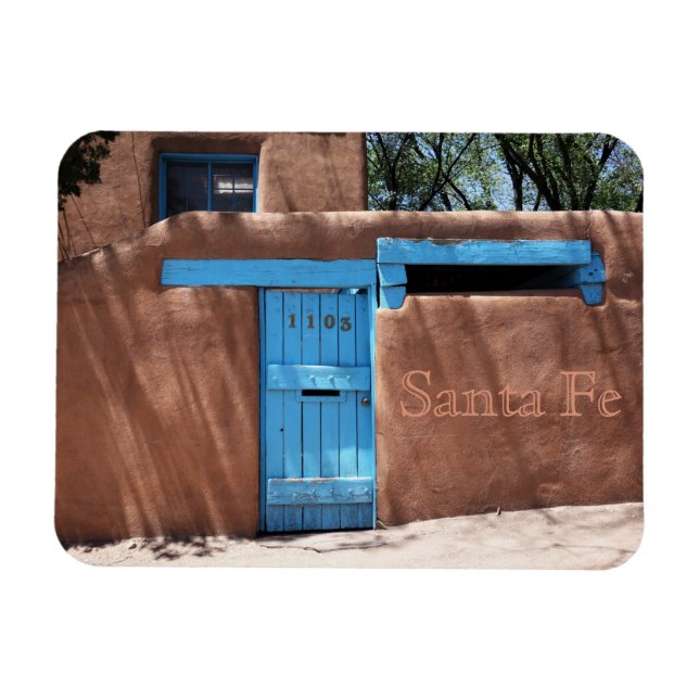 Santa Fe New mexico Blue Door Magnet (Horisontell)