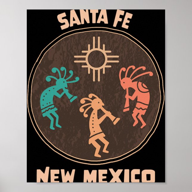 Santa Fe New Mexico Kokopelli Vacation Souvenir  Poster (Framsidan)