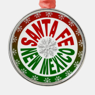 Santa Fe New mexico röd grönt Julgransprydnad Metall