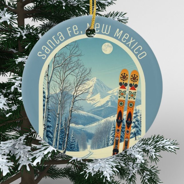 Santa Fe New Mexico skidminne  Julgransprydnad Keramik (Skapare uppladdad)