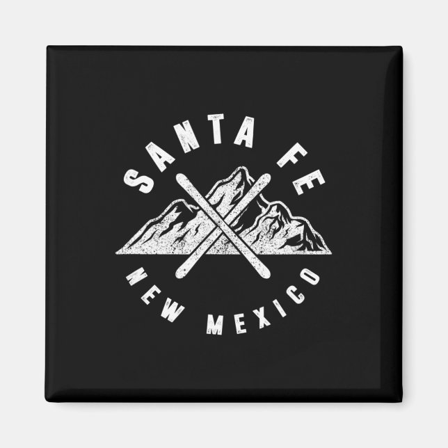 Santa Fe New mexico Skiing Snowboarding Hiking Mou Magnet (Framsidan)