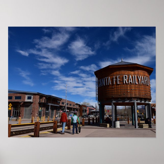 Santa Fe NM Railyard Park Vatten Torn Poster (Framsidan)