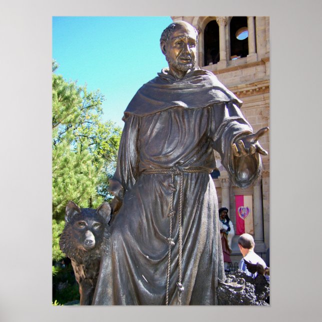 Santa Fe NM St. Francis Cathedral Statue Poster (Framsidan)