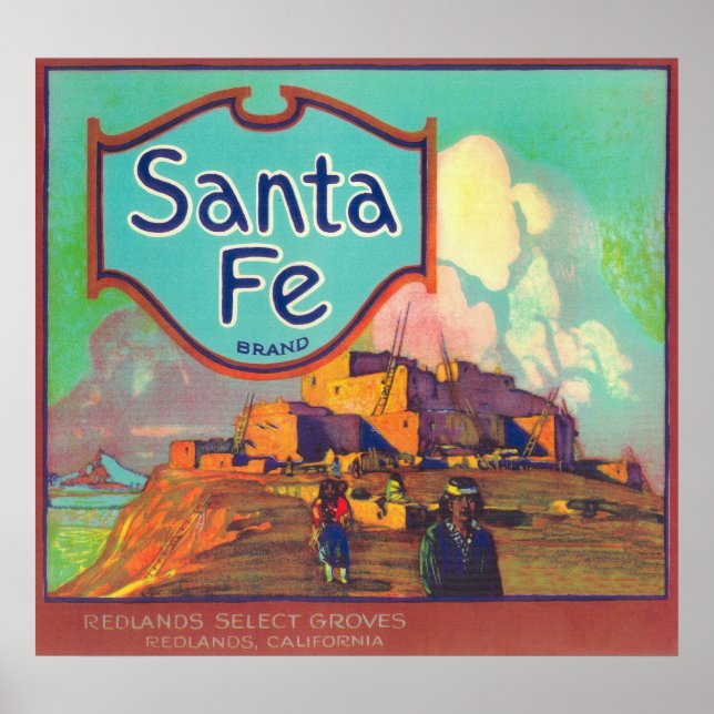 Santa Fe Orange LabelRedlands, CA Poster (Framsidan)