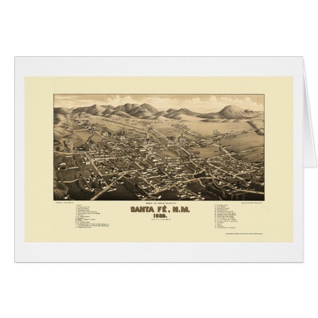 Santa Fe panorama- karta för NM - 1882 Hälsningskort (Framsidan Horizontal)