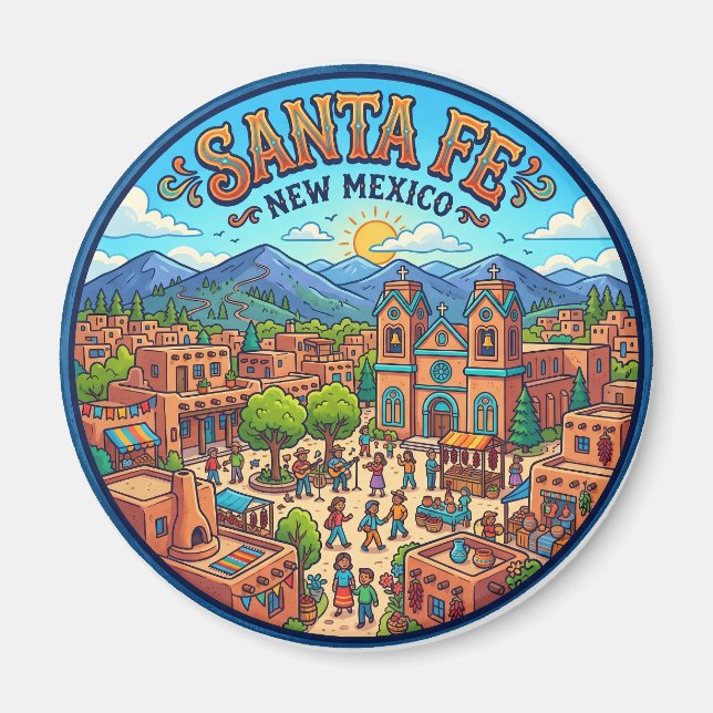 Santa Fe Plaza, Santa Fe USA Magnet (Framsidan)