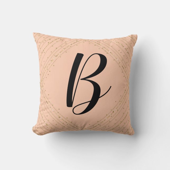 Santa Fe Rosa & Guld Glitter Glam Monogram Kudde (Framsida)