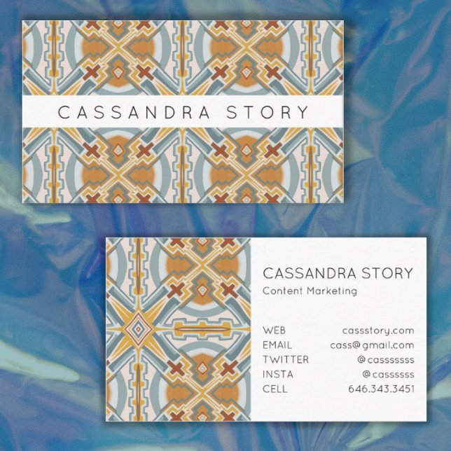 Santa Fe Tiles Earthy Boho Modern Mönster Visitkort (Skapare uppladdad)