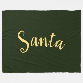 SANTA Festive Modern Script on Deep Forest Grönt Fleecefilt
