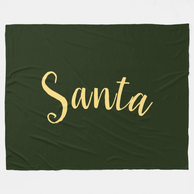 SANTA Festive Modern Script on Deep Forest Grönt Fleecefilt (Framsidan (Horisontell))