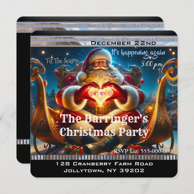 Santa Festive Winter-jul Party Inbjudningar (Fram/baksida)