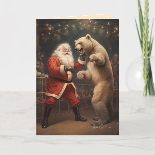 Santa Fights Bears Helgkort (Framsida)