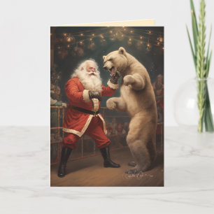 Santa Fights Bears Helgkort