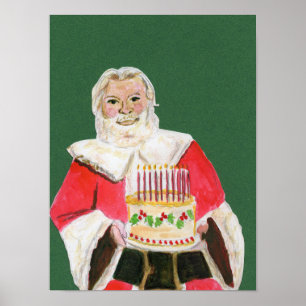 Santa firande grön bakgrund poster