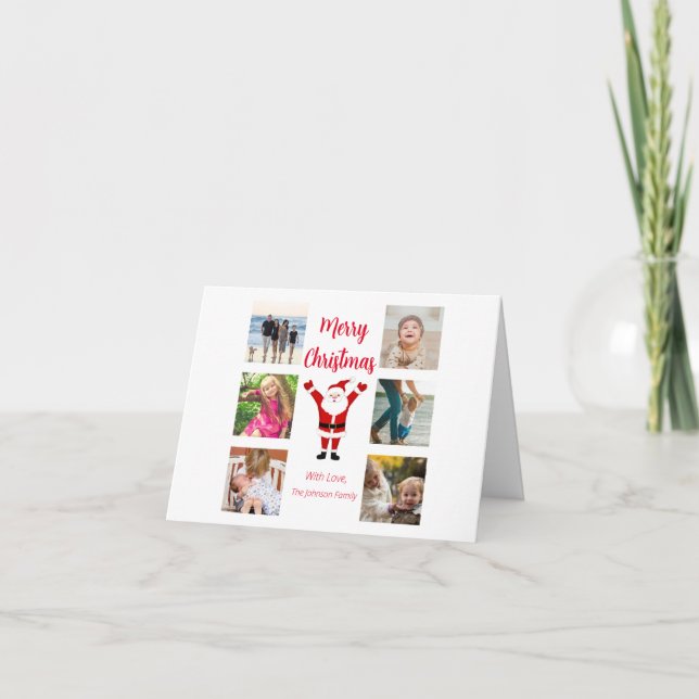 Santa firar 6 bilder minimalistisk  helgkort (Framsida)