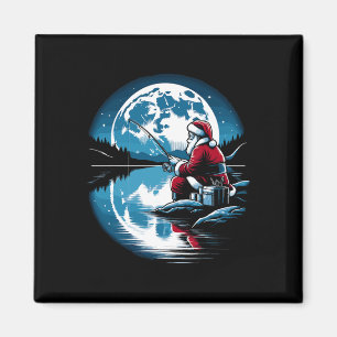 Santa Fishing jul Julafton Fisherman Fisher Fish Magnet