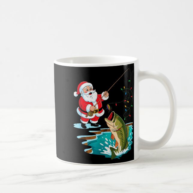 Santa Fishing Lure B Fish Christmas Pajamas Boy To Kaffemugg (Höger)