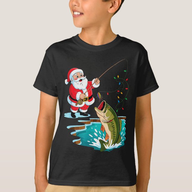 Santa Fishing Lure B Fish Christmas Pajamas Boy To T Shirt (Framsida)