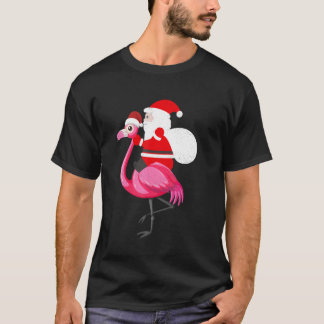 Santa Flamingo Floatie Funny Christmas July Summer T Shirt