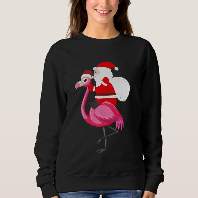 Santa Flamingo Floatie Funny Christmas July Summer T Shirt (Framsida)