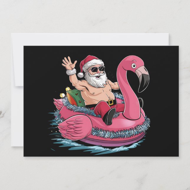 Santa Flamingo Floatie jul i juli, sommaren Inbjudningar (Framsida)