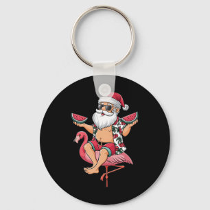 Santa Flamingo Flottör Jul i Juli Vattenmelon Nyckelring
