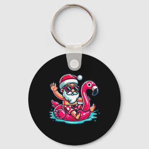 Santa Flamingo Flottör Strand Rolig Jul i juli Nyckelring