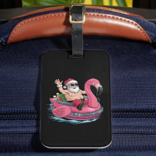 Santa Flamingo Flytande Jul i Juli Sommar Bagagebricka