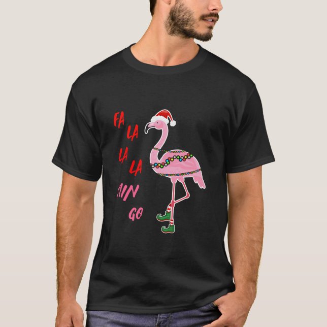 Santa Flamingo Funny jul Julafton Långärmad T Shirt (Framsida)