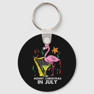 Santa Flamingo Harpa God Jul i Juli Söt Nyckelring