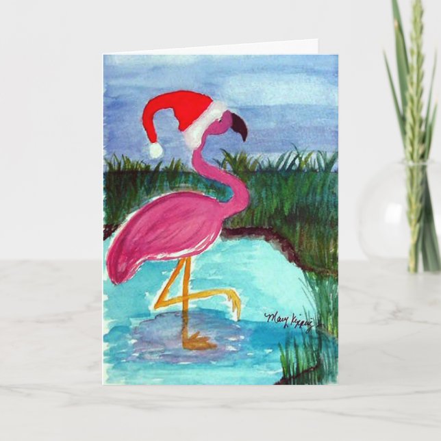Santa Flamingo Helgkort (Framsida)