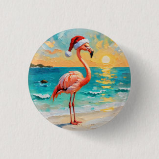 Santa Flamingo på stranden Knapp